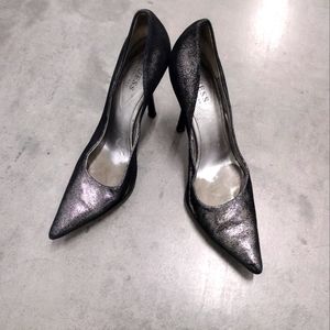 Guess Silver Noir Womens' sharp toed stillehto